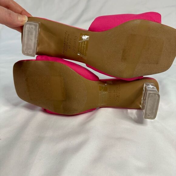 Open Edit Cleo Sandal Size 6 Neon Pink Barbie Kitten Block Heel 80s Slip On - Picture 4 of 6